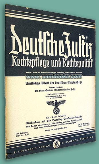 Deutsche Justiz Rechtspflege und Rechtspolitik, 16 September 1938