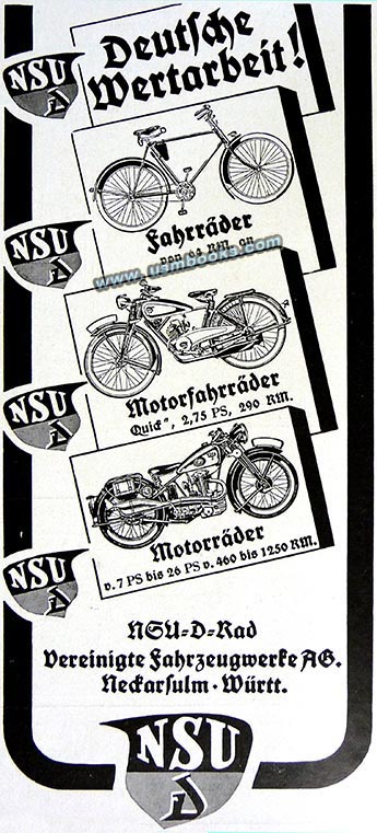 1936 NSU motorcycle advertising