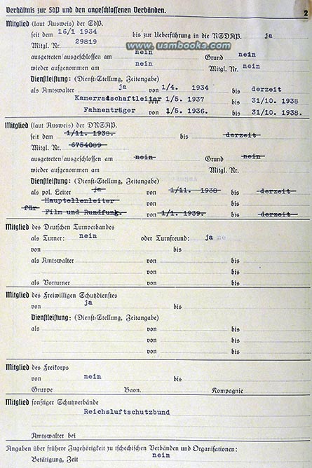 Sudeten German Party membership, SdP, Sudetendeutsche Partei