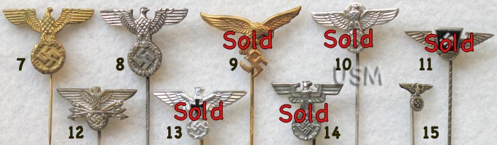 Nazi eagle and swastika pins