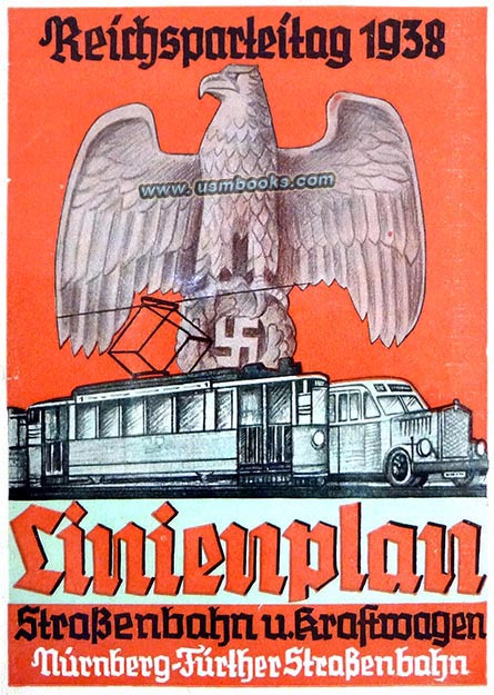 1938 Linienplan Straenbahn u. Kraftwagen Nrnberg-Frther Straenbahn