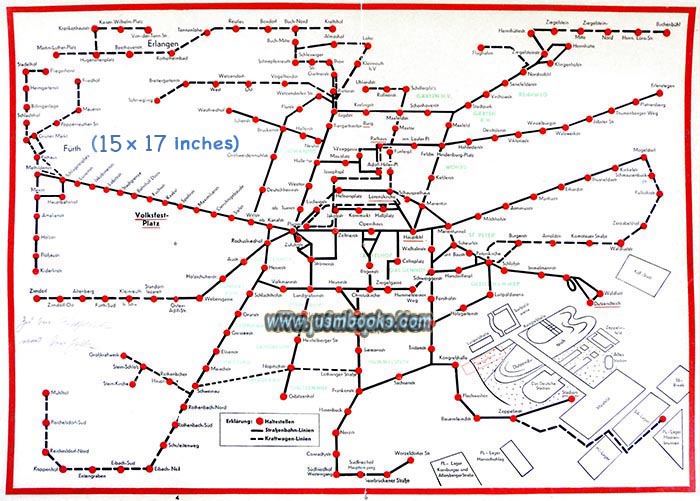 1938 Nuremberg public transportation map, Nazi Party Days