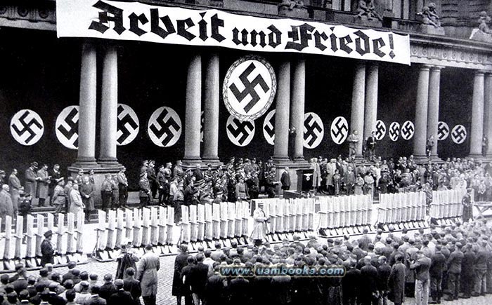 Nazi rally, Nazi swastika banners